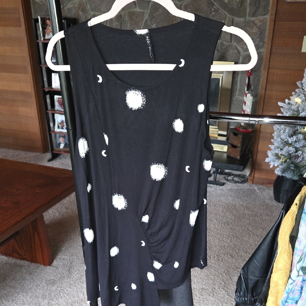 Yohji Yamamoto Black Tank Top with White Dots